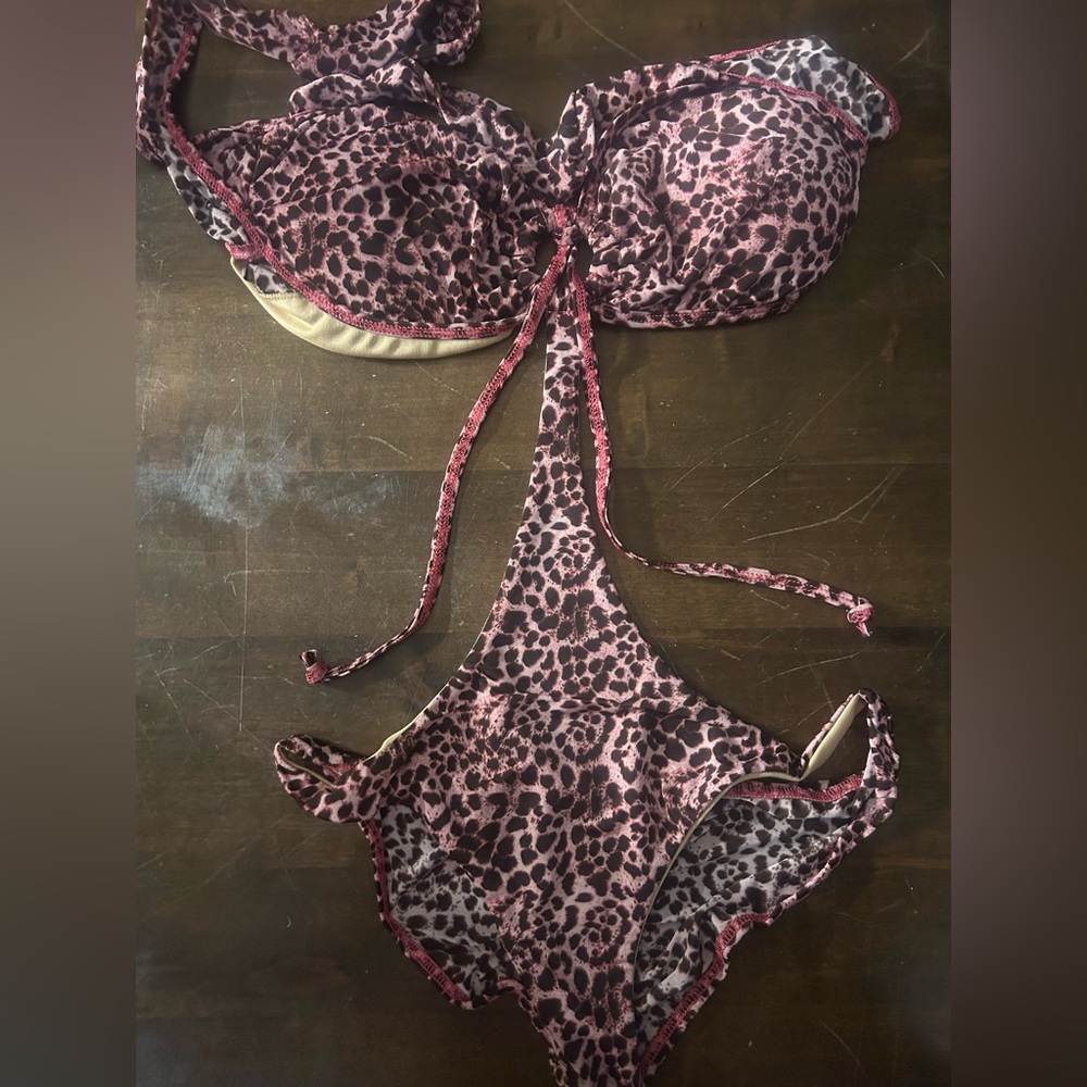 SOLD OUT! Vintage Cloris Murphy Violet Red Leopard Bandeau Padded Top Monokini